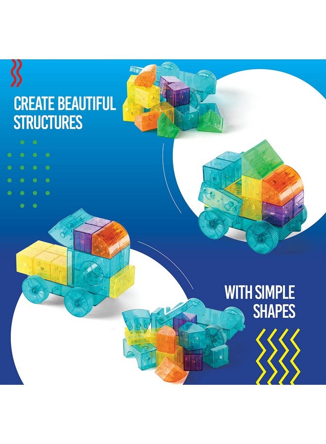 Play Brainy Play Brainy 52-Piece Magnetic Cubes Set - 3D Transparent Blocks with Assorted Shapes, Wheels, and Colors - STEM-Approved Learning Toys Building Blocks for Kids Ages 3 and Up - Comes with a Storage Box  - Image 2