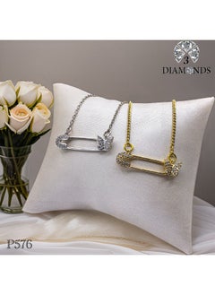 3Diamonds 3DIAMONDS Platinum-Plated Safety Pin Necklace with Crystal Butterfly Pendant  - Image 2