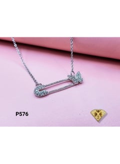 3Diamonds 3DIAMONDS Platinum-Plated Safety Pin Necklace with Crystal Butterfly Pendant  - Image 1