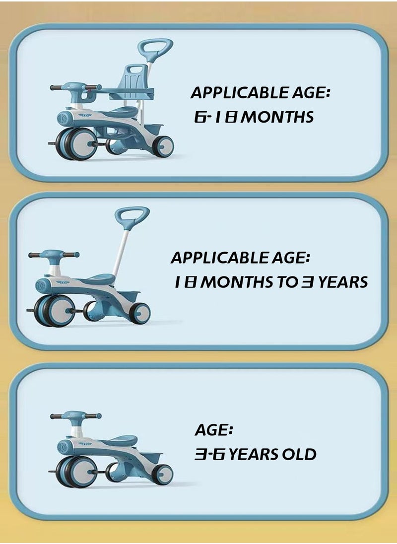 Moovant - Baby Balance Bike, with Canopy, Lightweight Kids Tricycle Stroller,  Toddler Riding Car, Safe Non-toxic Baby Walker with Removable Handle Backrest, for Children Boys & Girls - Image 1