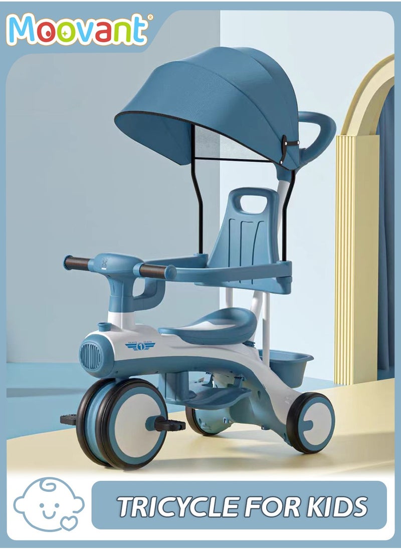 Moovant - Baby Balance Bike, with Canopy, Lightweight Kids Tricycle Stroller,  Toddler Riding Car, Safe Non-toxic Baby Walker with Removable Handle Backrest, for Children Boys & Girls - Image 1
