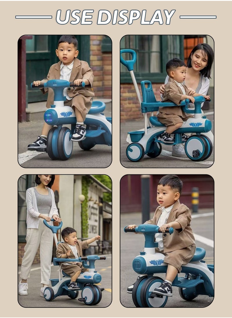 Moovant - Baby Balance Bike, with Canopy, Lightweight Kids Tricycle Stroller,  Toddler Riding Car, Safe Non-toxic Baby Walker with Removable Handle Backrest, for Children Boys & Girls - Image 1