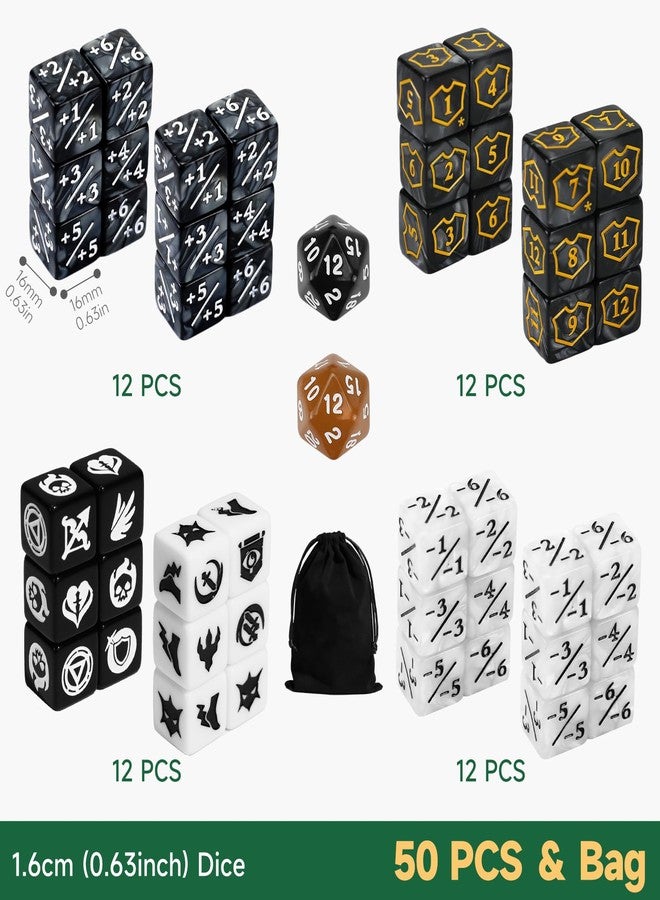 FourDragons 50 Pieces Abilities Keywords Counter Dice MTG Dice Plus 1 Counters Bulk Creature Stats Buff Tokens Dice Set, Compatible with MTG, TCG, Magic Card Games Accessories - Image 2