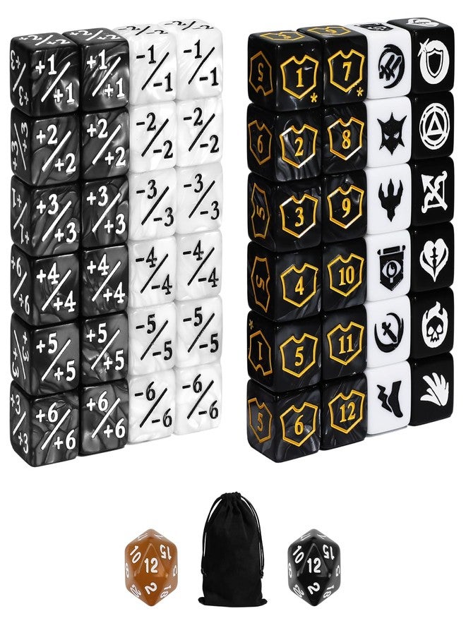 FourDragons 50 Pieces Abilities Keywords Counter Dice MTG Dice Plus 1 Counters Bulk Creature Stats Buff Tokens Dice Set, Compatible with MTG, TCG, Magic Card Games Accessories - Image 1