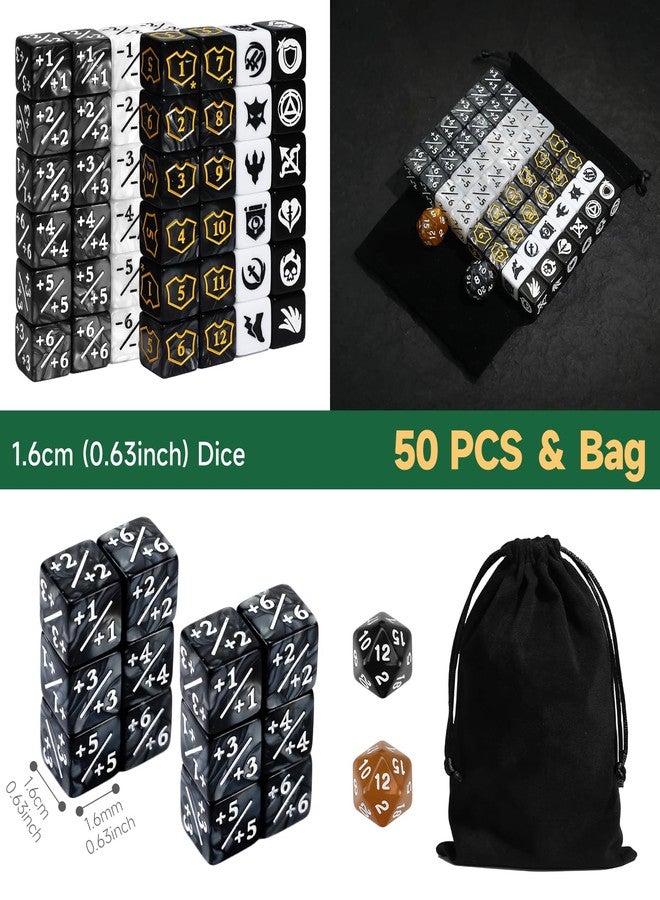 FourDragons 50 Pieces Abilities Keywords Counter Dice MTG Dice Plus 1 Counters Bulk Creature Stats Buff Tokens Dice Set, Compatible with MTG, TCG, Magic Card Games Accessories - Image 5