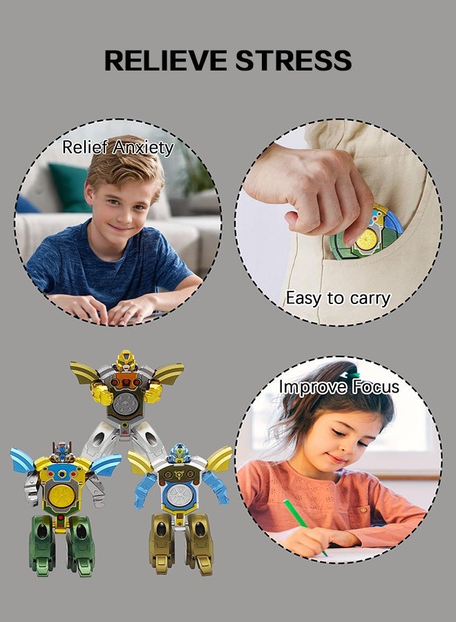 Organizer 3PCS Transformable Fidget Spinners for Kids Party Favor, Deformable Robot Spinner Fidget Toys, Fingertip Gyros Stress Relief Sensory Toy Stocking Stuffers Bulk Gifts Kids Classroom Prizes - Image 4