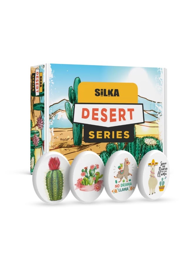 Silka Desert Series Oval Pencil Erasers Box of 36 Pcs - Dust-Free & PVC-Free Cute Cactus and Llama Character Erasers for School and Kids, Model SG-22 - Image 1