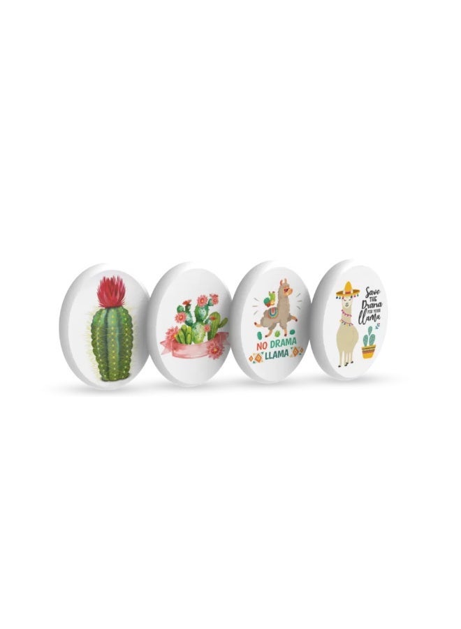 Silka Desert Series Oval Pencil Erasers Box of 36 Pcs - Dust-Free & PVC-Free Cute Cactus and Llama Character Erasers for School and Kids, Model SG-22 - Image 2