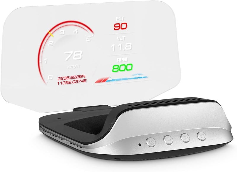 AZIJYV C3 Heads Up Display for Cars - OBD2 Gauge with Speed, Temperature, and Fuel Monitoring - Image 1