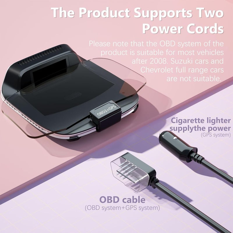 AZIJYV C3 Heads Up Display for Cars - OBD2 Gauge with Speed, Temperature, and Fuel Monitoring - Image 5