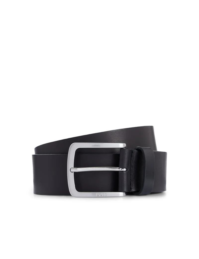 BOSS Italian-leather belt with logo-engraved buckle