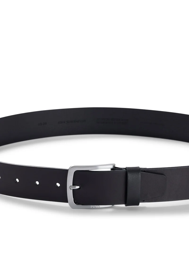 BOSS Black Italian-leather belt with logo-engraved buckle for Men | Best Price UAE