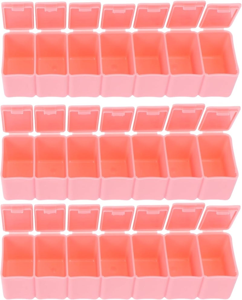 Baluue Portable Medicine Case with 7 Compartments Weekly Organizer, Piano- Design, Pink Travel Box Set of 3, Compact Medication Storage for Daily and Travel Use - Image 1