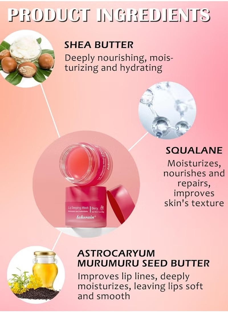 lakerain - Lip Sleeping Mask Overnight Lip Mask Moisture and Collagen Booster Lip Mask Day and Night Repair Lip Balm for Improves Dryness and Cracked Lip Scrubs Lip Plumper Oil Tinted Lip Balm 03 - Image 1