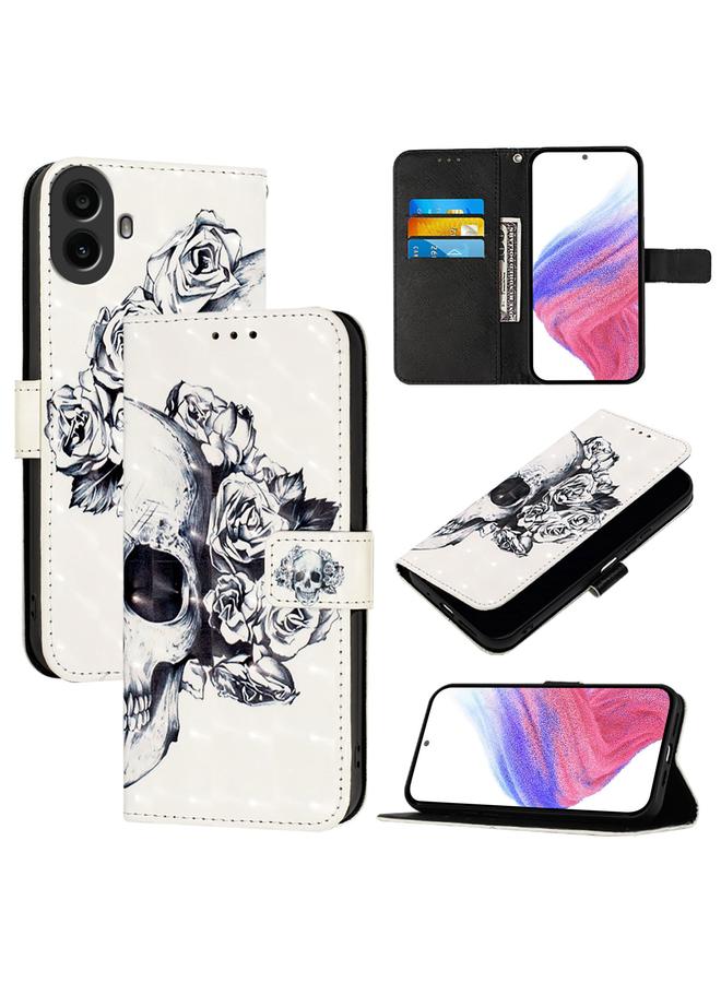 حافظة هاتف CMF Phone 1 ذات الوجهين بتصميم ثلاثي الأبعاد من الجلد (جمجمة)