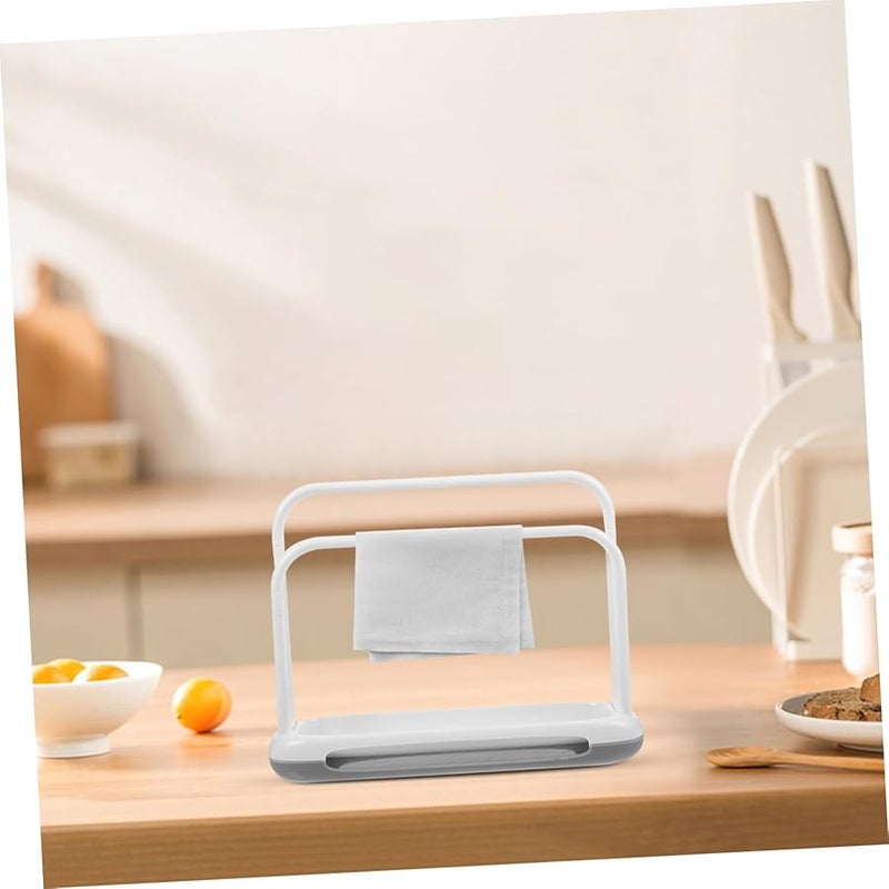 Freestanding Plastic Towel Rack Stand with Soap Dish White for Bathroom Kitchen - Image 5