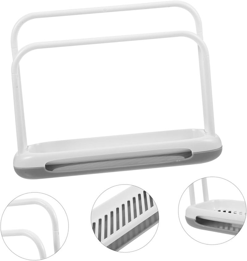 Freestanding Plastic Towel Rack Stand with Soap Dish White for Bathroom Kitchen - Image 4