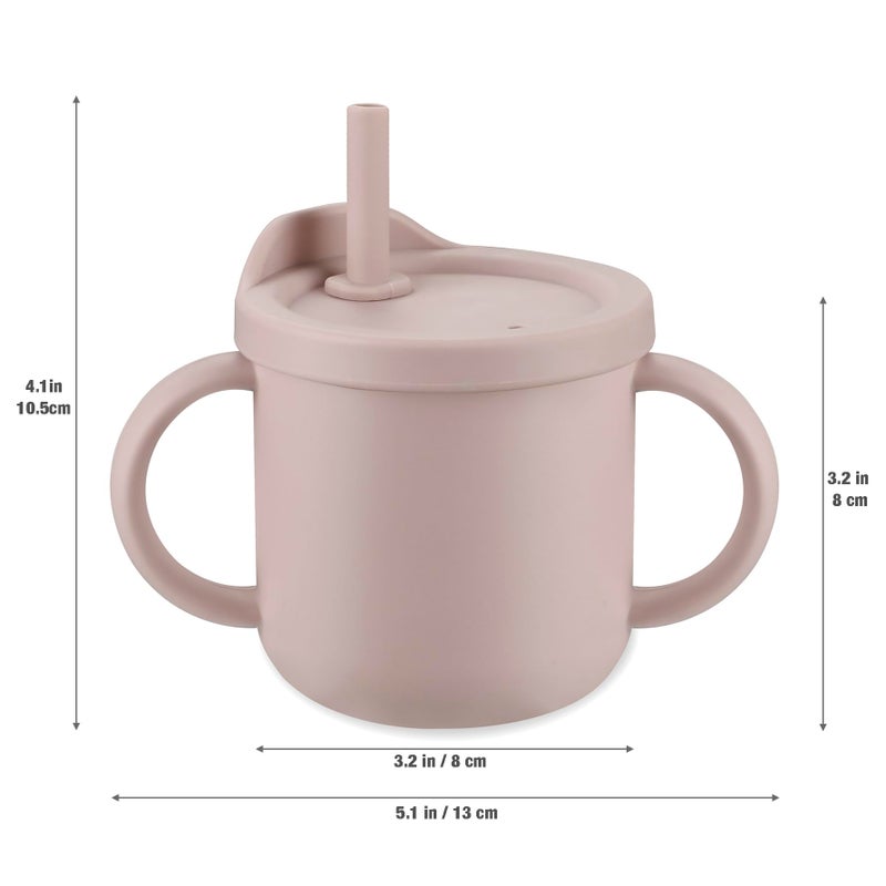 PandaEar 2 Pack Silicone Baby Straw & Snack Cup with 2 Spoons 2 Forks, Dual-Purpose Toddler Training Cups, Pink Green - Image 4