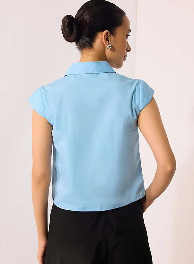 Virgio  VIRGIO 100% Cotton Blue Shirt With Cap Sleeve  | Best Price UAE