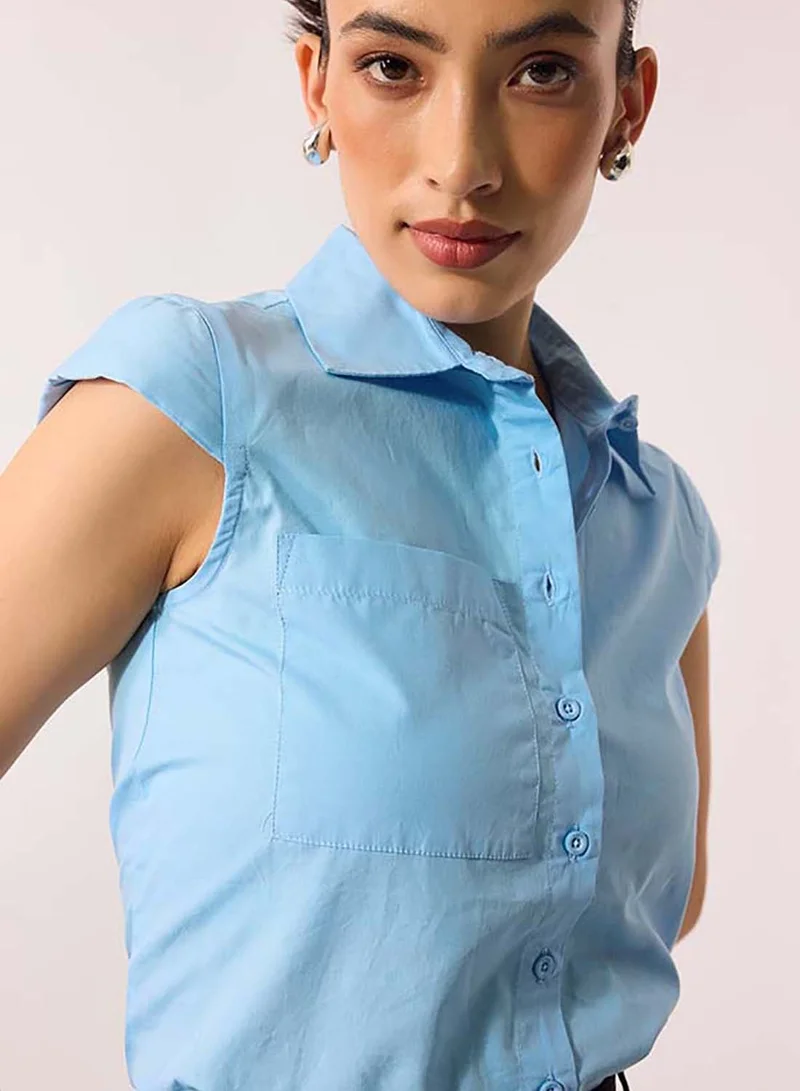 Virgio  VIRGIO 100% Cotton Blue Shirt With Cap Sleeve  | Best Price UAE