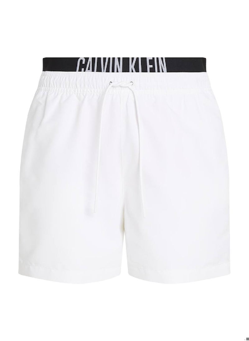 Calvin Klein Jeans Men's Double Waistband Swim Shorts - Intense Power - Polyester, White  - Image 2