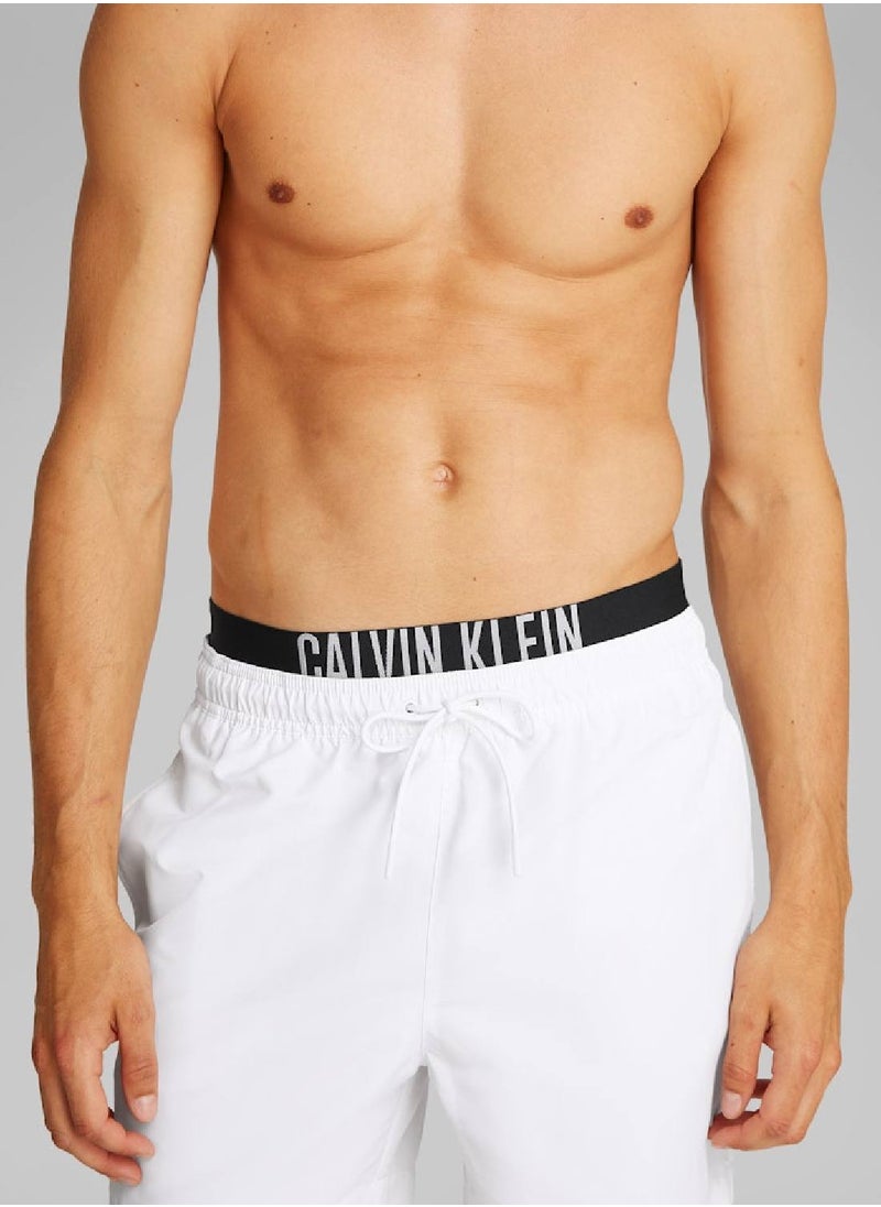 Calvin Klein Jeans Men's Double Waistband Swim Shorts - Intense Power - Polyester, White  - Image 5