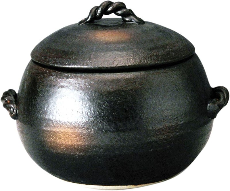 3 Go Black Cast Iron Rice Pot - 720ml Capacity - Maximum Weight 1.9kg - Antique Finish - No Lid - Includes Recipe Cards