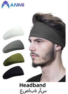 Anmi 4 Pack sports headband for sports  Running, Cycling, Basketball, Yoga, Fitness Workout Stretchy Unisex Hairband  - Image 1
