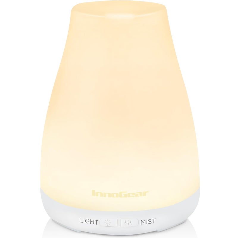 InnoGear Essential Oil Diffuser, Ultrasonic Diffusers for Home Aromatherapy Humidifier for Bedroom Room 7 Colors LED 2 Mist Mode Auto Off, Basic White - Image 1