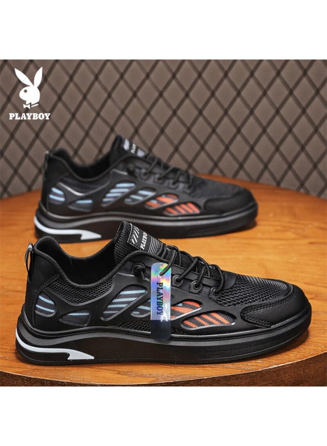 Playboy Men's Skateboard Shoes, Winter Men's Versatile Casual Shoes, Thick-soled Sports White Sneakers, Black Fashionable, Size 43 - Image 3