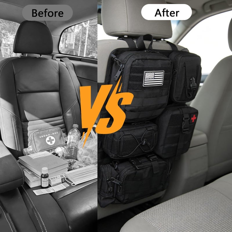 LengSuaa Tactical Car Seat Organizer with 5 Detachable Bags - Waterproof 600D Oxford for SUVs and Trucks - Image 5