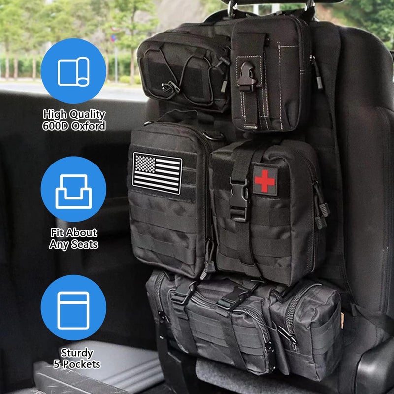 LengSuaa Tactical Car Seat Organizer with 5 Detachable Bags - Waterproof 600D Oxford for SUVs and Trucks - Image 4