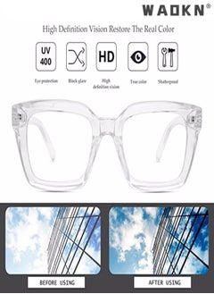 WAOKN Classic Non-prescription Clear Lens Eyeglasses for Women Men, 2Pcs Fashion Vintage Square Thick Frame Fake Eyeglasses, Anti-Blue Light Full Frame Retro Fashion Simple Frame Glasses for Travel Holiday  - Image 2