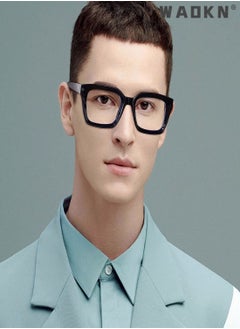 WAOKN Classic Non-prescription Clear Lens Eyeglasses for Women Men, 2Pcs Fashion Vintage Square Thick Frame Fake Eyeglasses, Anti-Blue Light Full Frame Retro Fashion Simple Frame Glasses for Travel Holiday  - Image 4