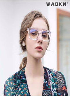 WAOKN Classic Non-prescription Clear Lens Eyeglasses for Women Men, 2Pcs Fashion Vintage Square Thick Frame Fake Eyeglasses, Anti-Blue Light Full Frame Retro Fashion Simple Frame Glasses for Travel Holiday  - Image 3