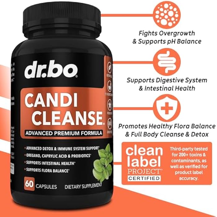 dr.bo Candi Cleanse Support Supplement Pills - Anti Overgrowth Supplements for Women & Men - Extra Strength Balance Control Probiotic Complex Cleanser - Natural Oral Herbal Oregano & Caprylic Acid Capsules - Image 2