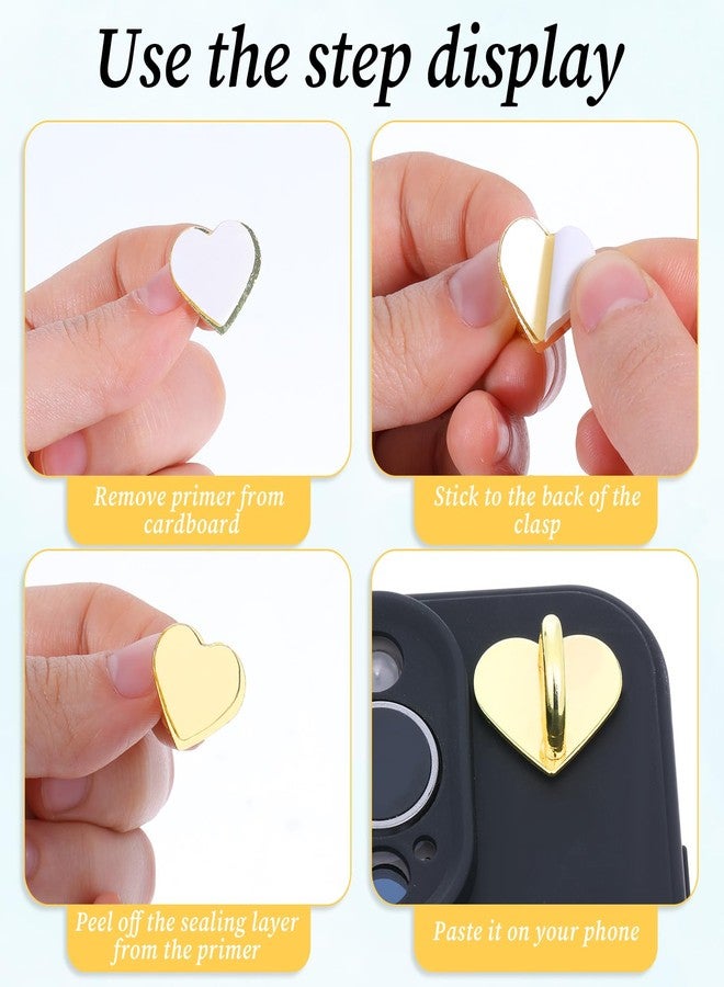 Styquenzer 8 Pcs Heart Phones Grip Metal Phone Charm Rings Phone Finger Loop Stand Cute Cellphone Accessories Finger Grip for DIY Phones Case Pad Tablet Supplies - Image 4