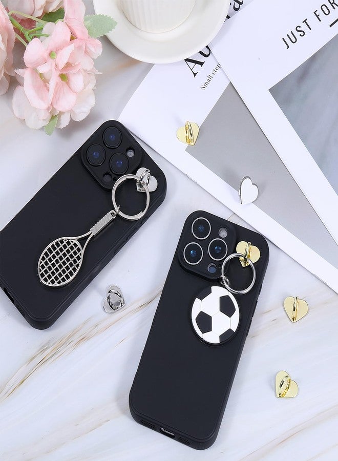 Styquenzer 8 Pcs Heart Phones Grip Metal Phone Charm Rings Phone Finger Loop Stand Cute Cellphone Accessories Finger Grip for DIY Phones Case Pad Tablet Supplies - Image 3