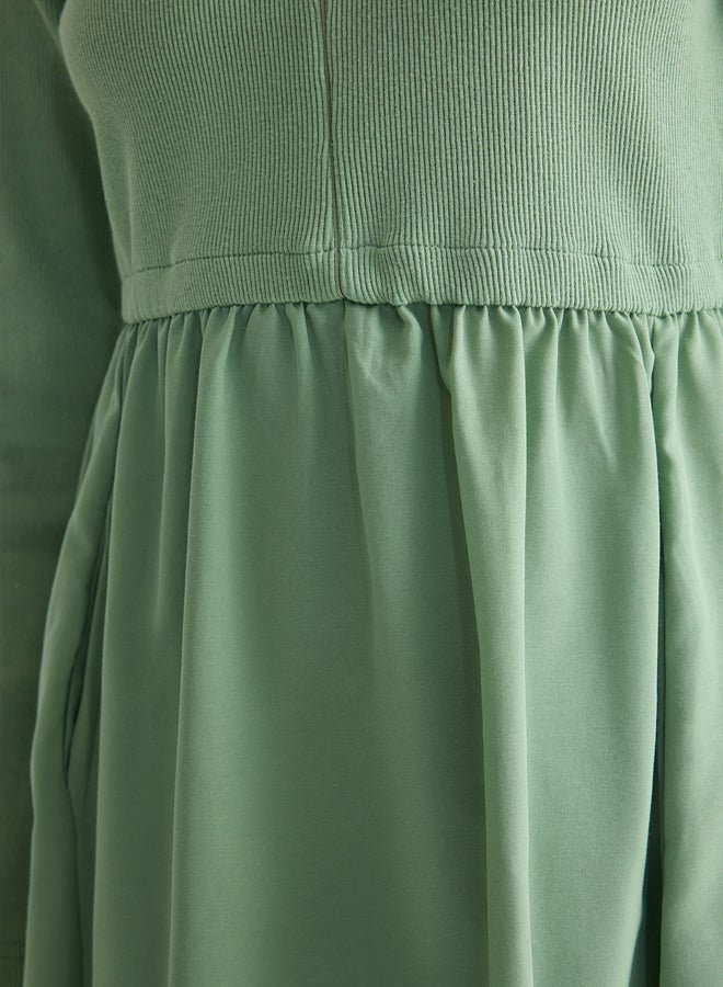 trendyol Mint Zipper Detail Stand Collar Knitted Dress - Image 4