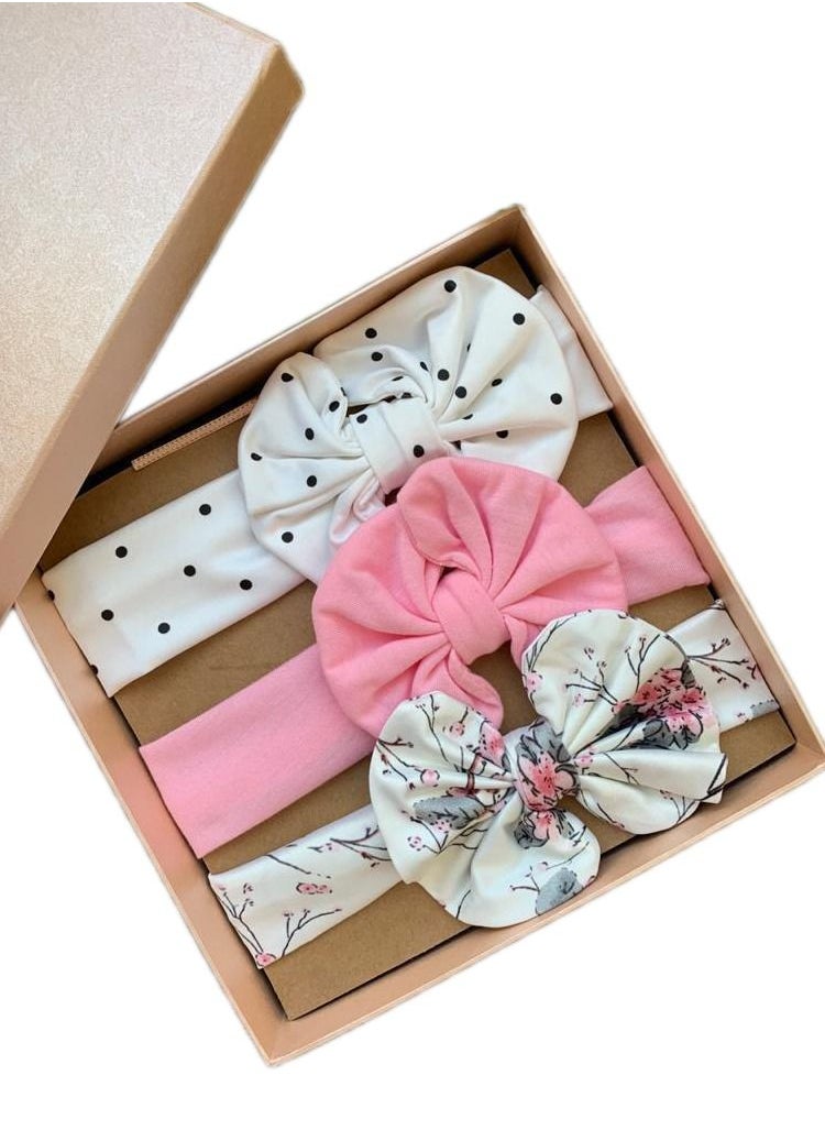 The Girl Cap The Girl Cap Elastic Baby Headband Stretchable Cotton Assorted Hairbands Hair Accessories for Baby - Multicolor - 3PCS  - Image 1