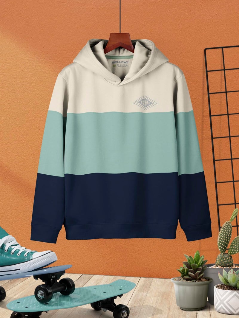 HELLCAT Trendy Printed Cotton Blend Hoodie Sweatshirt for Boys_Sea Green_11-12 Years - Image 2