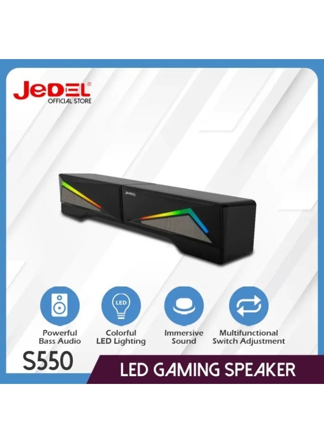 JeDEL S-550 Wired Rainbow Desktop Speakers Soundbar 6W – 2.0 Channel Stereo – USB Powered + 3.5mm Cabl  - Image 2
