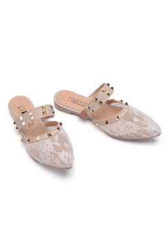 LIFESTYLISH Mules Flat Philly with Leather SB-21 - Beige  - Image 1