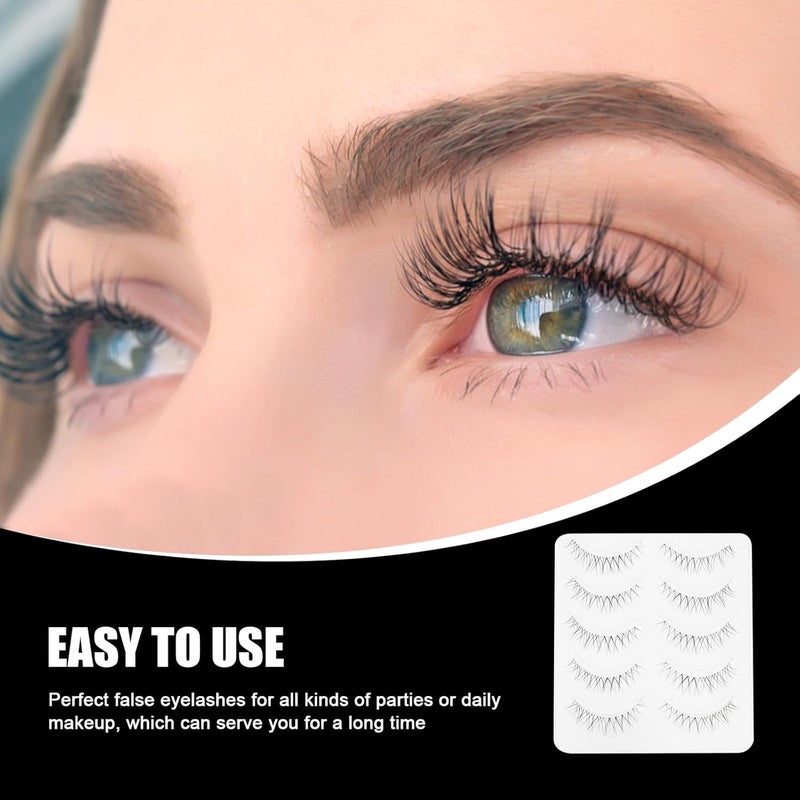 FAVOMOTO Natural Cross V-shaped Lightweight Stem False Eyelashes 5 Pairs for Women Natural Looking Party Dance Makeup - Image 5