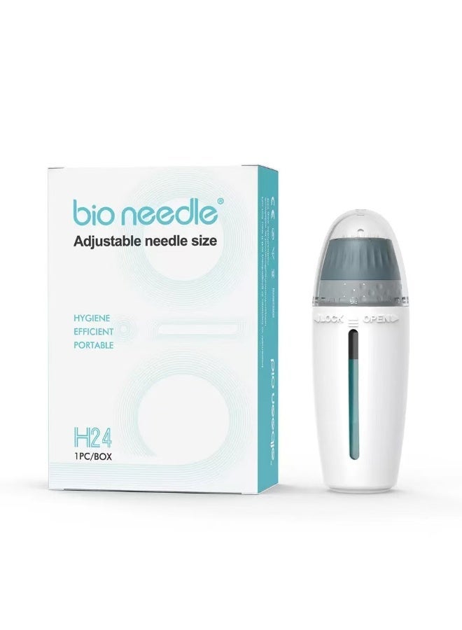 بيو نيدل طابع ديرما قابل للتعديل من Bio Needle H24 | عمق إبر قابل للتعديل من 0 إلى 1.5 ملم | 24 إبرة تيتانيوم | طابع ميكرو نيدل بسعة 10 مل للعناية بالشعر واللحية وتسريب السيروم والعناية بالبشرة - Image 1