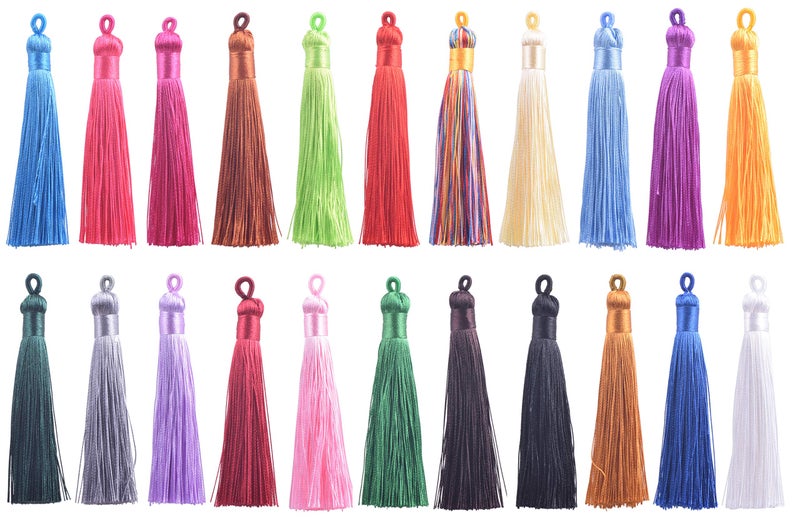 KONMAY 30pcs 8.0cm/3.2'' Mixed Handmade Soft Imitation Silk Tassels with Loops for Jewelry Making, Crafting, DIY - Image 4