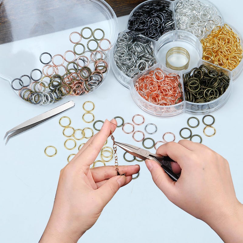 YAKA 900Pcs 10mm1Box 6 Colors Open Jump Ring,Ring Jewelry Keychain for Jewelry Making Accessories,1Pcc Jump Ring Open/Close Tool and 1Pcs Clear Box (0.39"/10mm) - Image 5