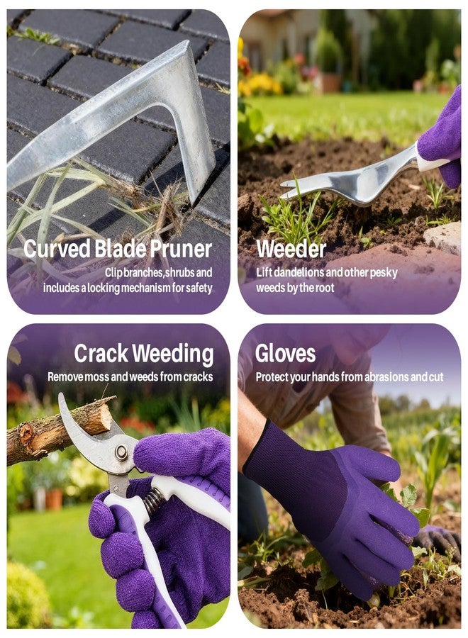 MelonArt Garden Tool Set, 10 Pcs Heavy Duty Gardening Tool Kit Women Garden Gift Set Aluminum with Non Slip Ergonomic Handle, Storage Tote Bag and Gloves, Garden Supplier for Women&Men(Purple) - Image 4