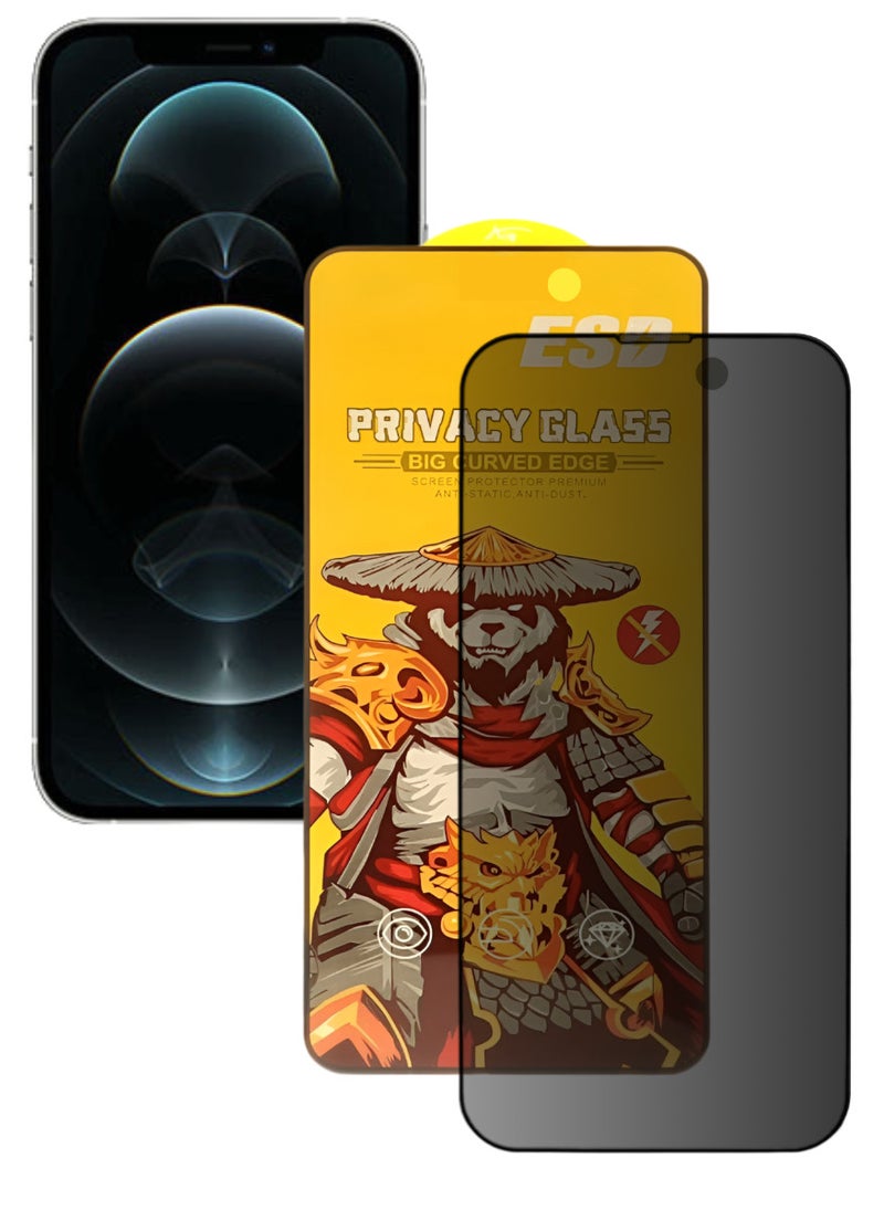 ESD Tempered Dustproof Privacy Glass Screen Protector Compatible For iPhone 12 Pro - Image 1