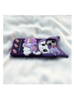 Generic Back Cover iPhone 14  Soft Silicone 3D Cute Cartoon with Holder Full Protective Case (Kuromi Case)  - Image 2